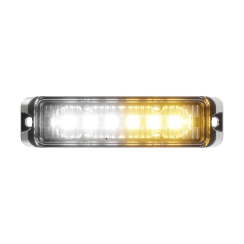 Abrams Flex Series (Amber/White) 18W - 6 LED Snow Plow Truck Vehicle LED Grille Light Head Surface Mount Strobe Warning Light - Image 1